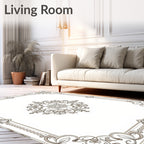 Ornate Floral Scrollwork Border Design Rug