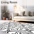 Abstract Black White Geometric Diamonds Rug