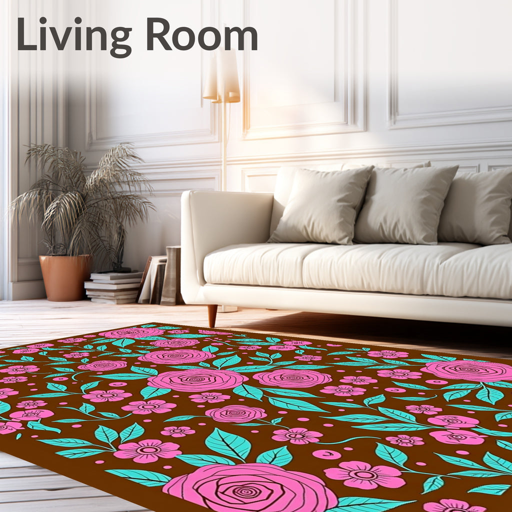 Vibrant Pink Floral Pattern Rug
