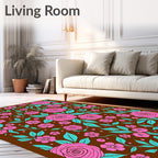 Vibrant Pink Floral Pattern Rug