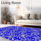 Vibrant Blue Floral Scroll Medallion Rug
