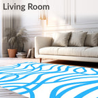 Abstract Blue Wave Pattern Rug