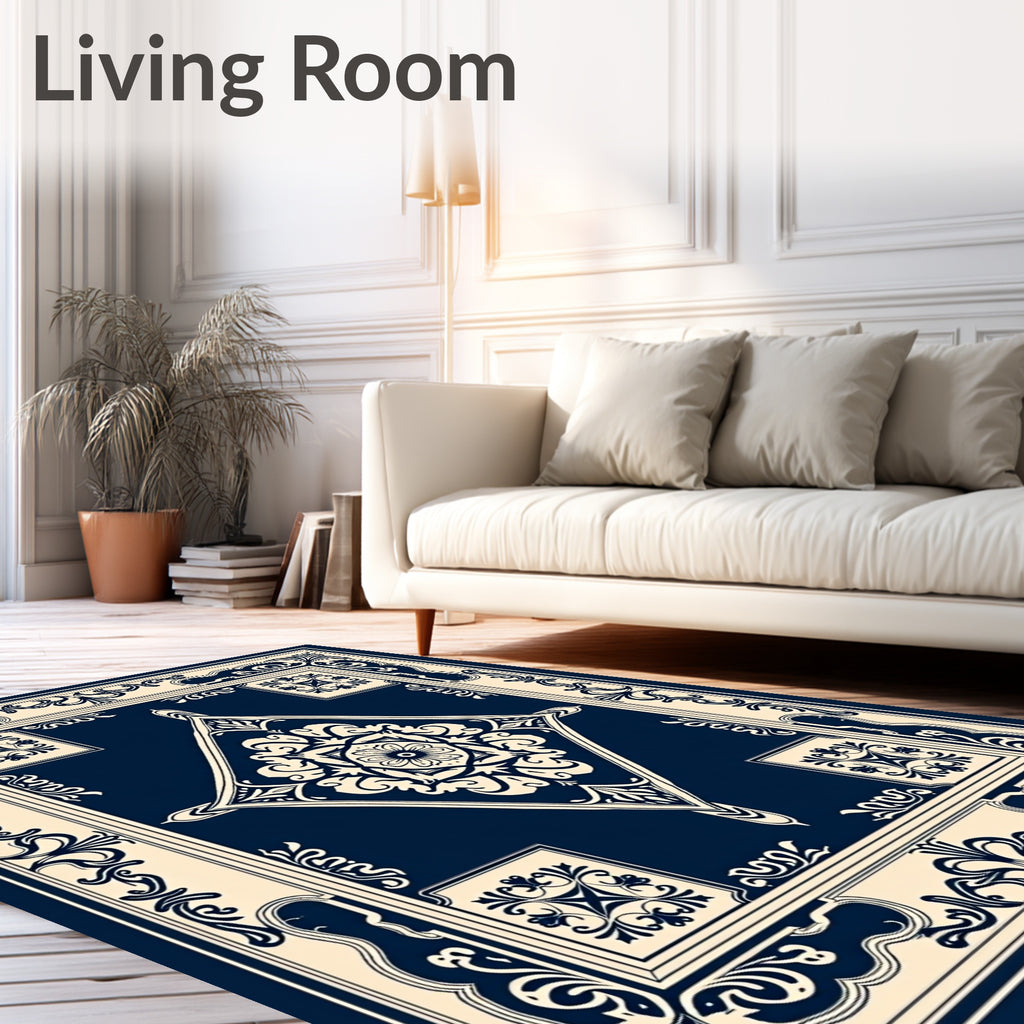 Classic Floral Diamond Centerpiece Rug