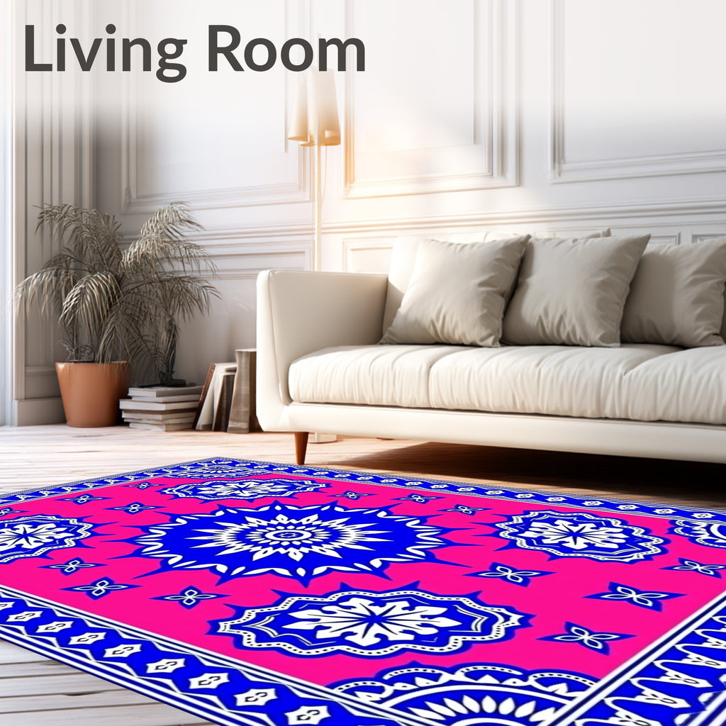 Vibrant Geometric Floral Mandala Design Rug