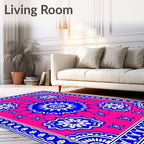 Vibrant Geometric Floral Mandala Design Rug