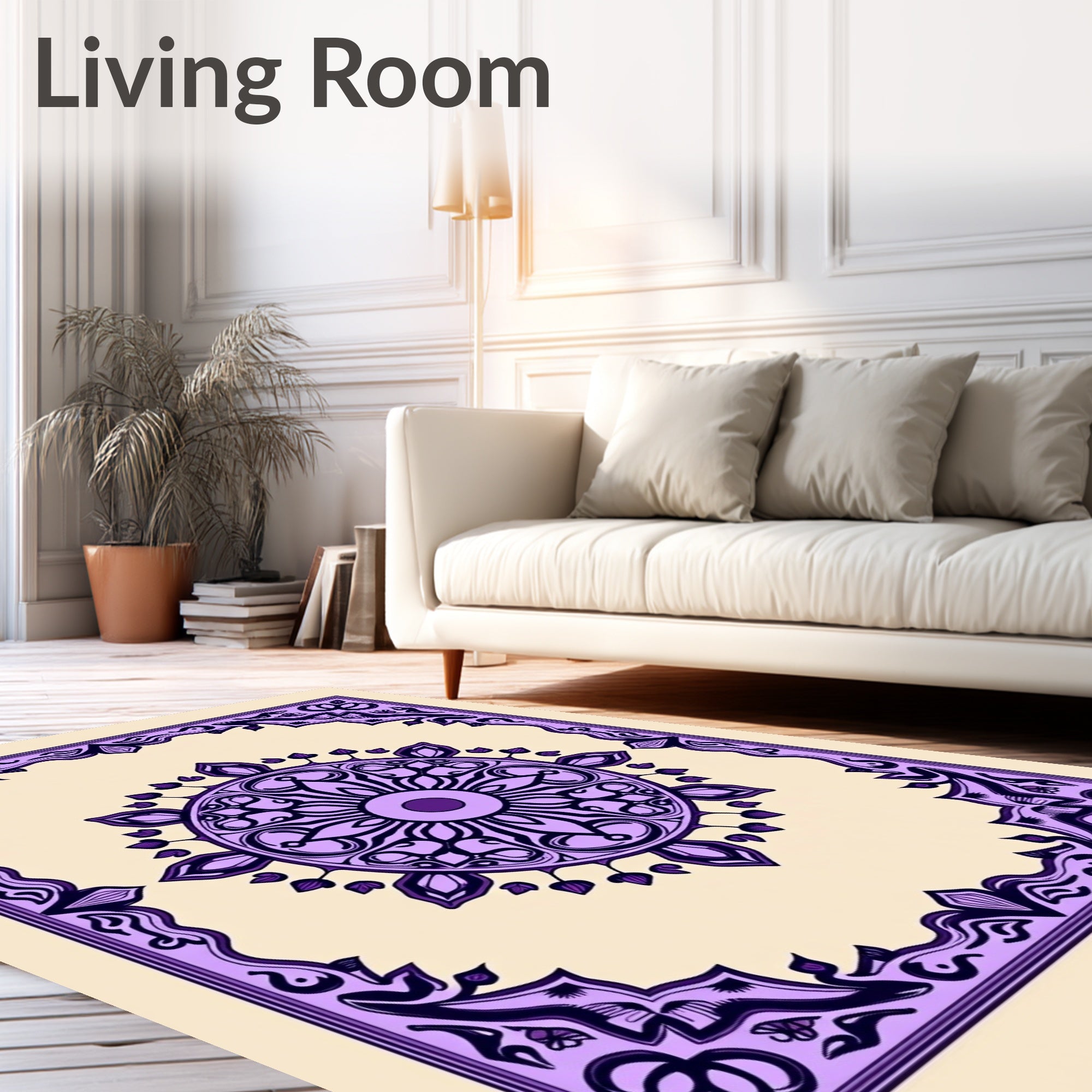 Purple Mandala Floral Geometric Rug