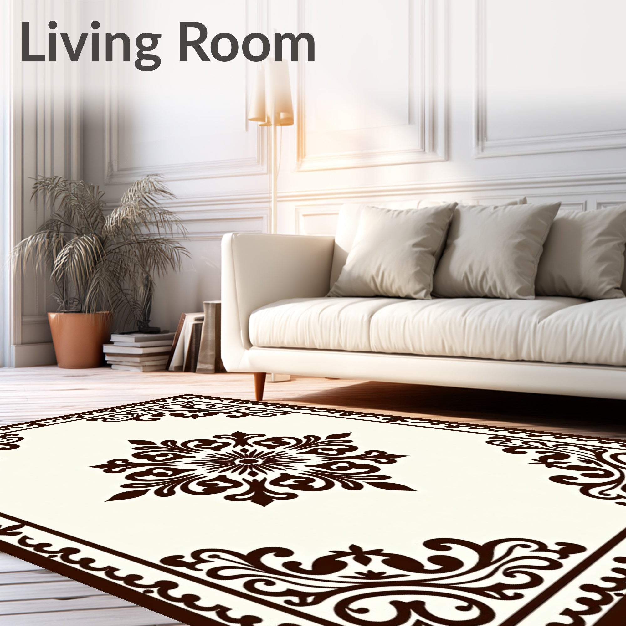 Classic Floral Medallion Border Design Rug