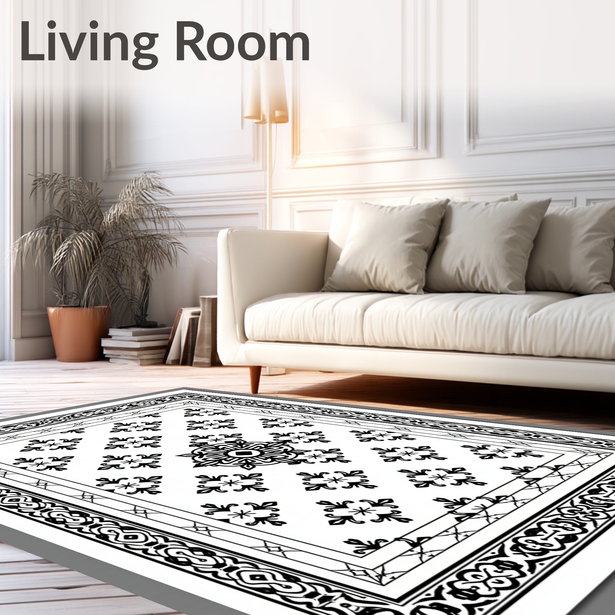Classic Floral Border Design Rug