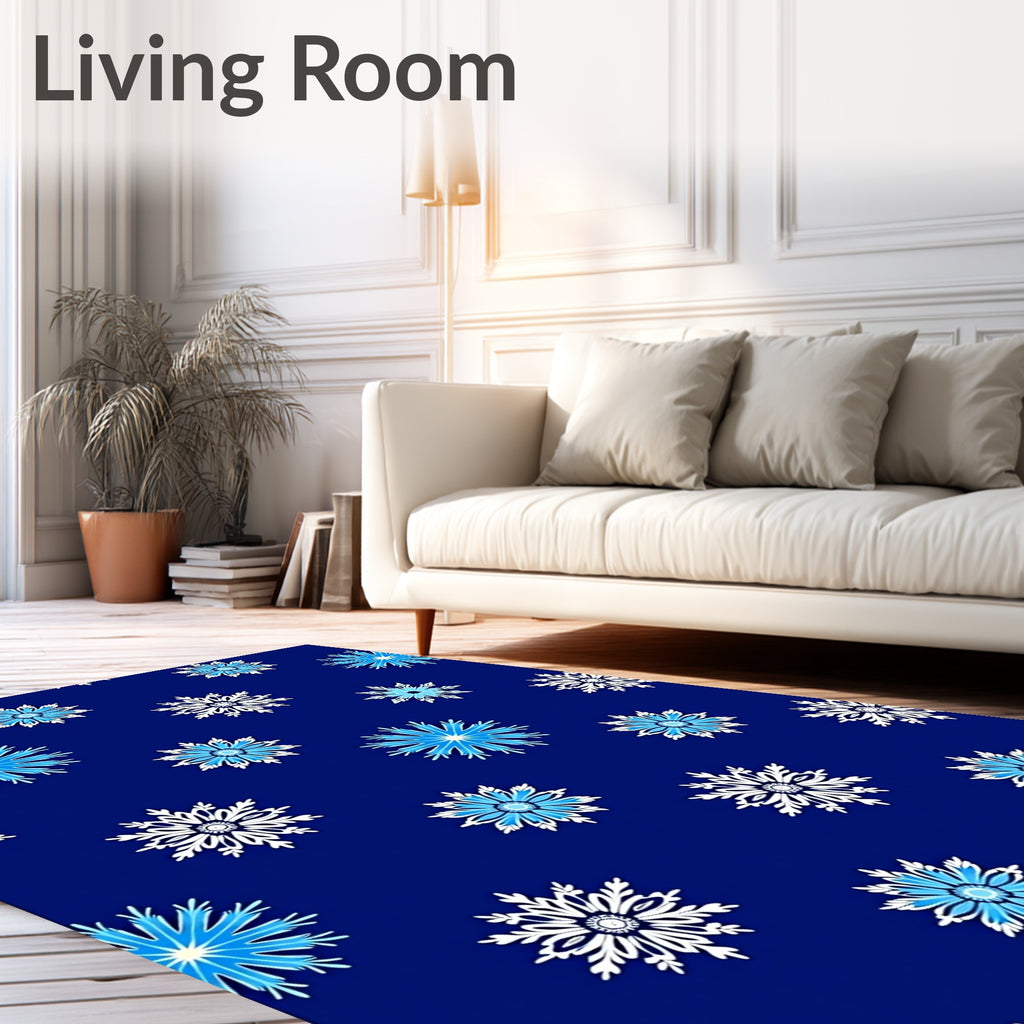 Deep Blue Snowflake Repeat Rug
