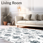 Dark Gray Ornate Scroll Pattern Rug