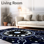 Celestial Moon Phases Mandala Design Rug