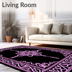 Elegant Pink Floral Scrollwork Framing Rug
