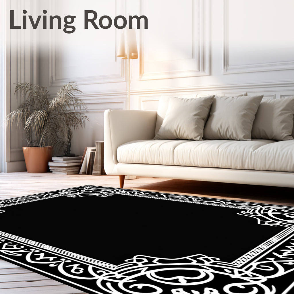 Intricate Floral Scrollwork Border Design Rug