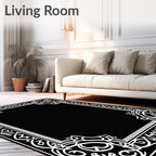 Intricate Floral Scrollwork Border Design Rug
