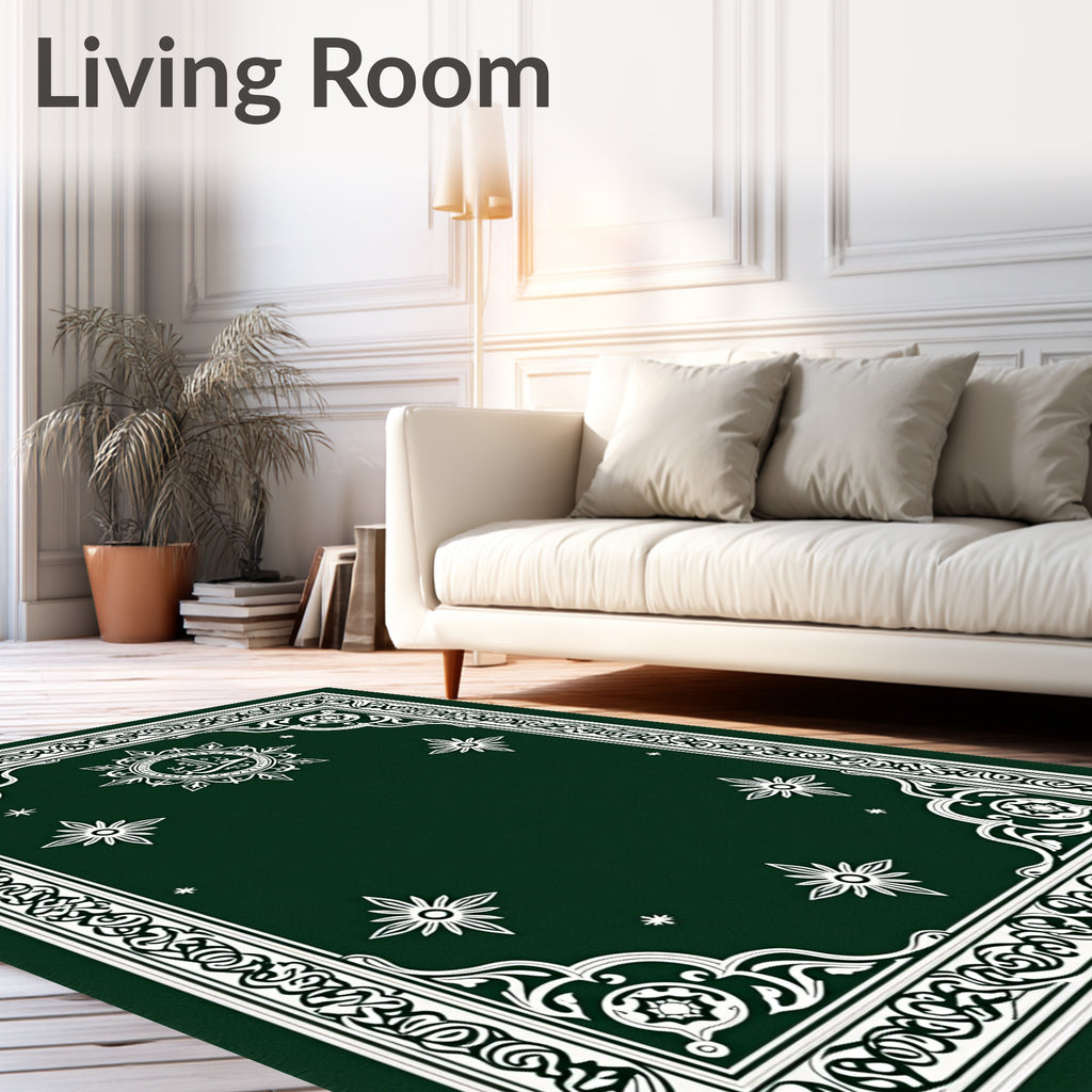 Intricate Floral Medallion Arabesque Border Rug