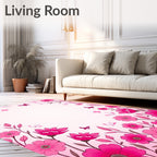 Pink Floral Butterfly Delight Rug