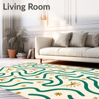 Curved Lines Whimsical Elements Pattern Rug