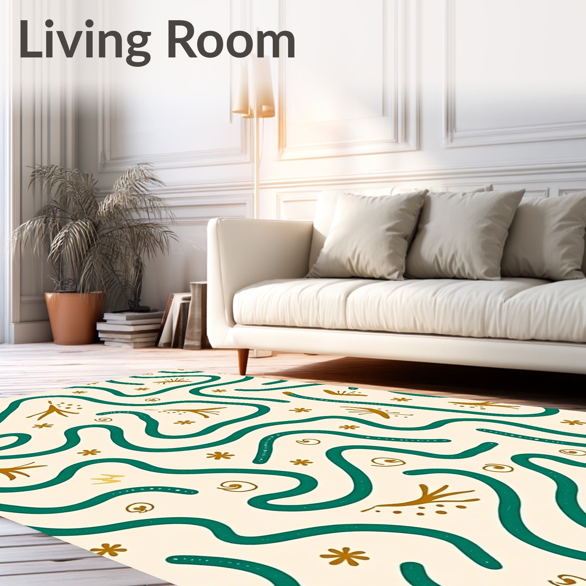 Curved Lines Whimsical Elements Pattern Rug