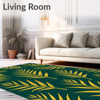 Gold Palm Leaf Patterned Rug