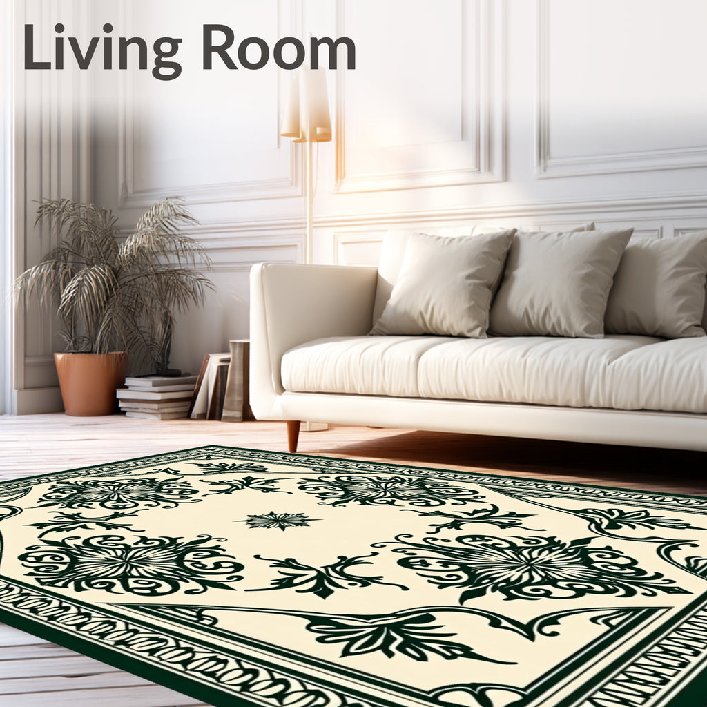 Dark Green Floral Classic Pattern Rug