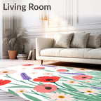 Whimsical Floral Meadow Pattern Design Rug