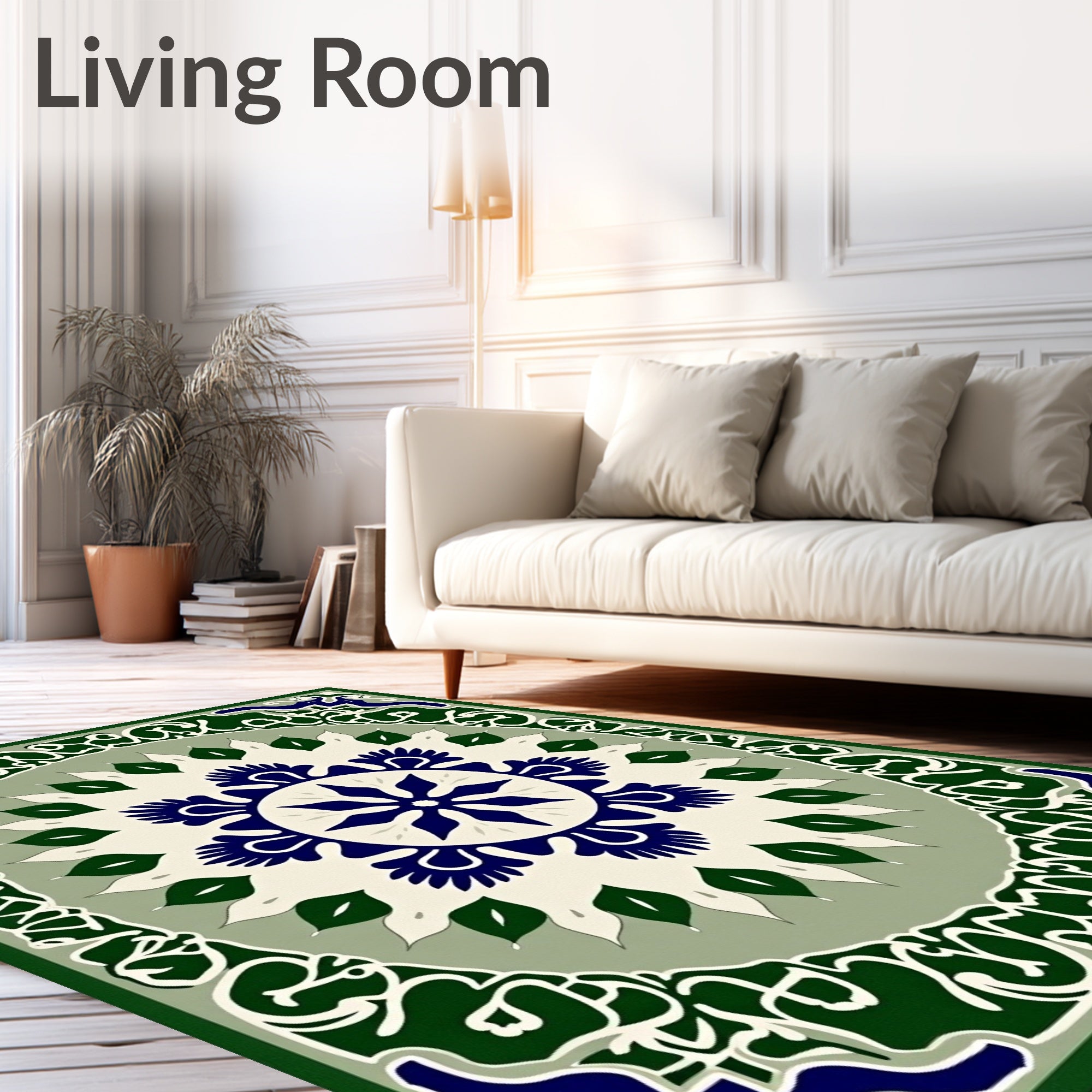 Intricate Floral medallion Border Rug
