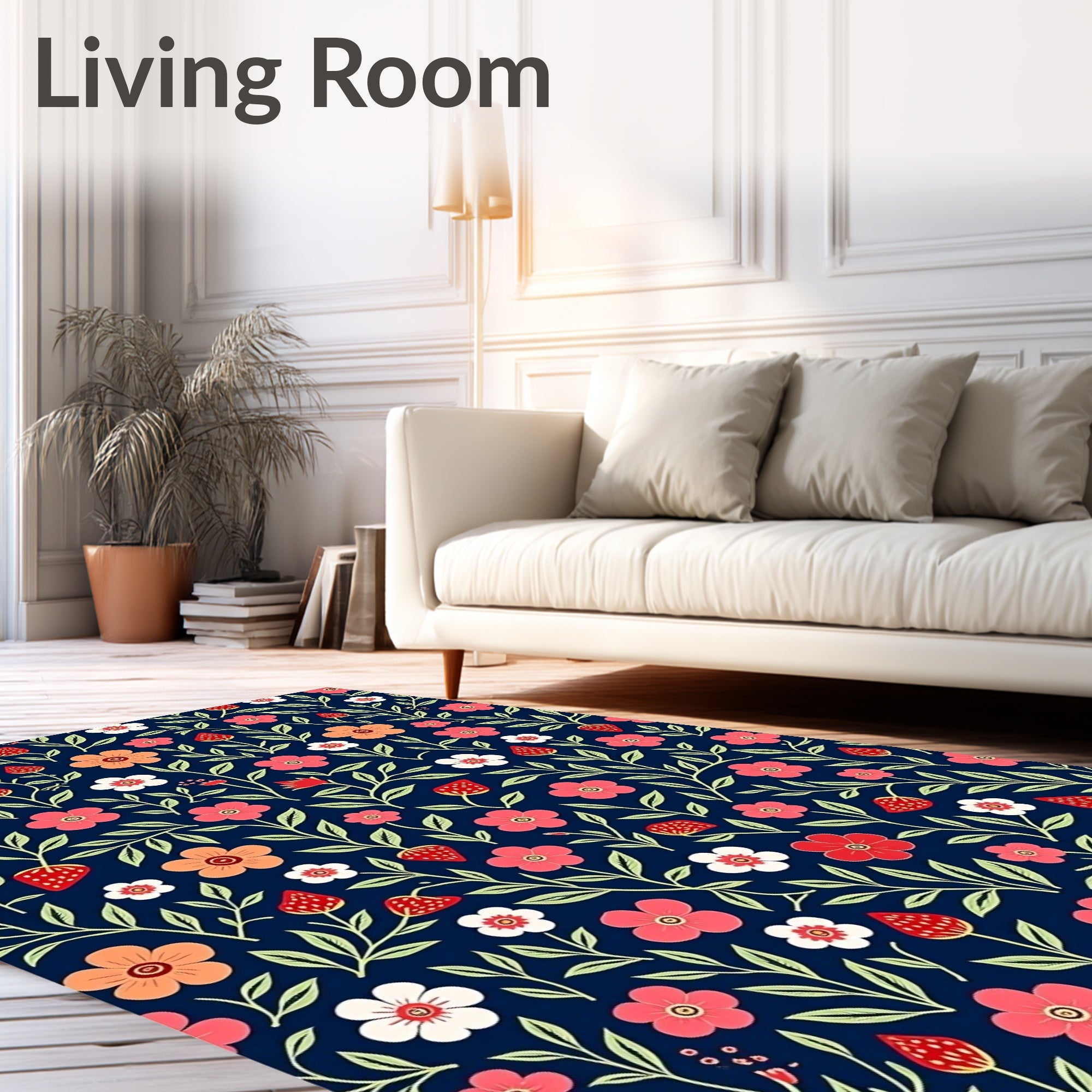 Floral Strawberry Vine Pattern Rug