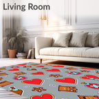 Red Heart Potion Pattern Design Rug