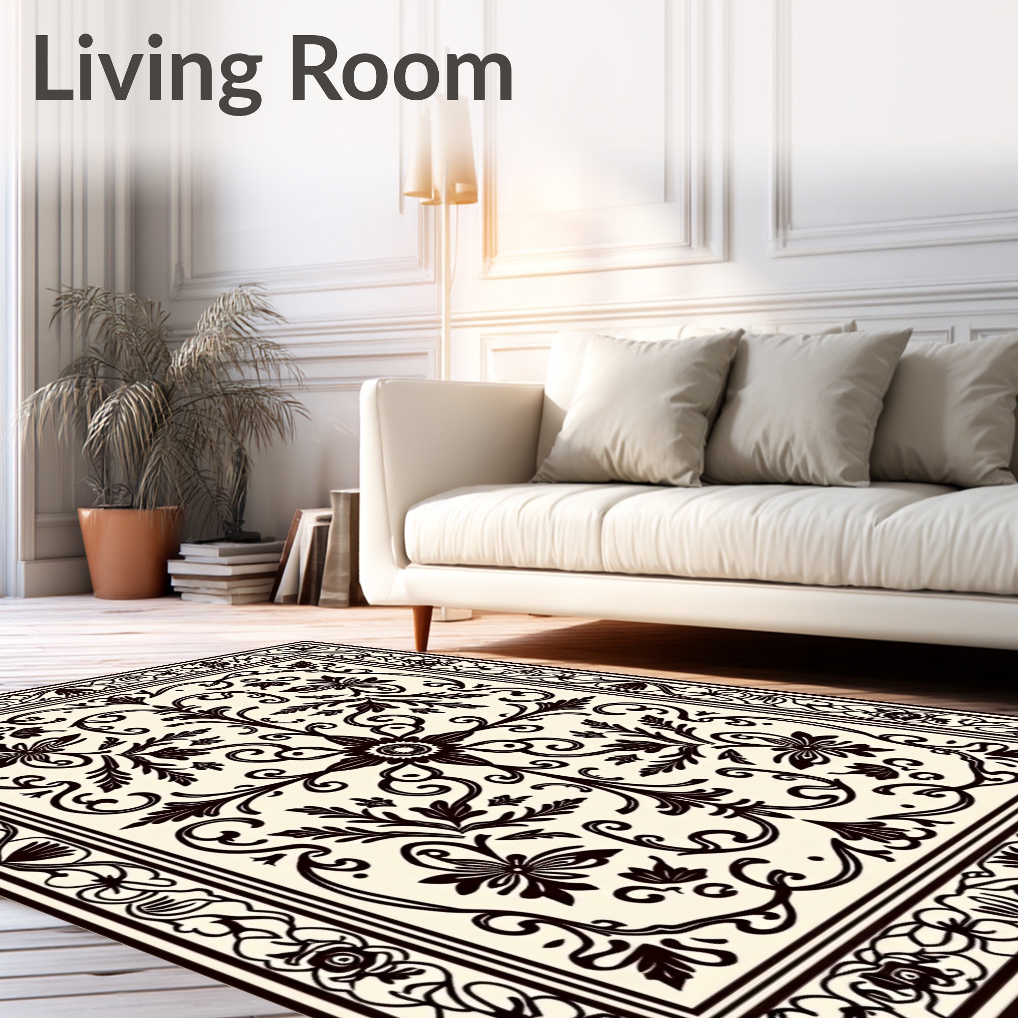 Ornate Floral Scrollwork Design Rug