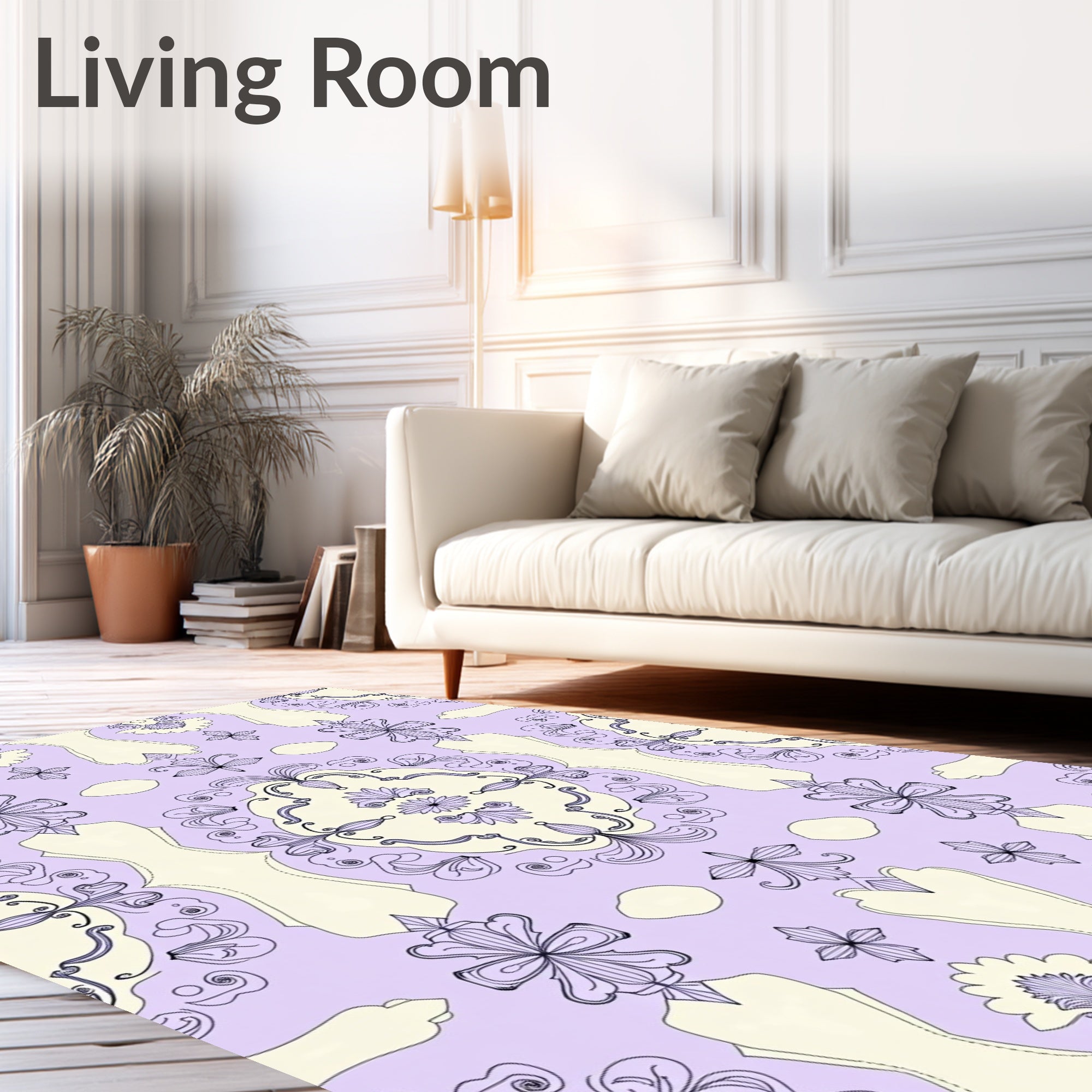 Elegant Lavender Floral Symmetry Rug
