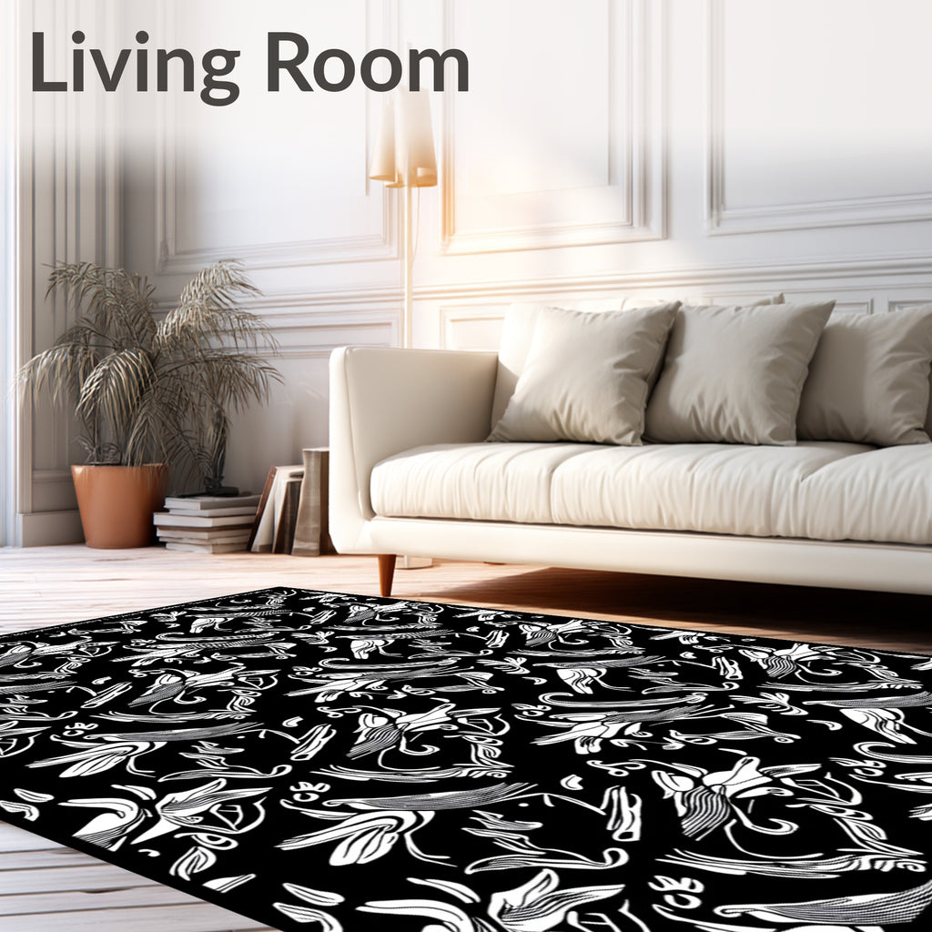 Birds and Floral Whimsical Pattern Rug