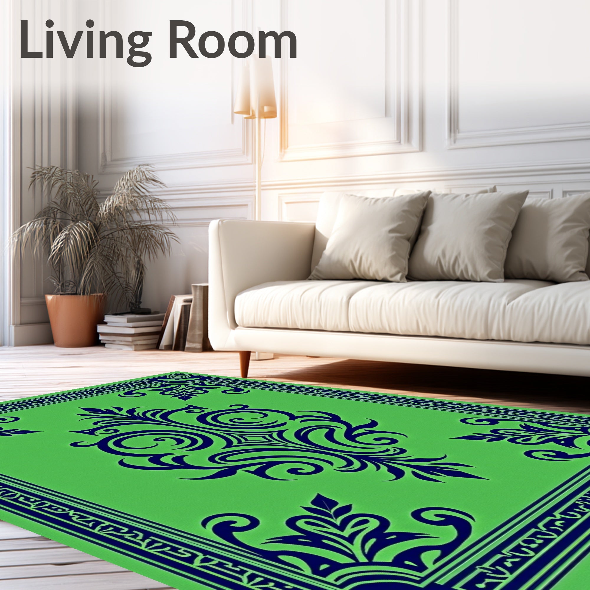 Bold Floral Damask With Border Rug