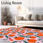 Orange Pumpkin Pine Green Foliage Rug