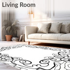 Ornate Scrollwork Floral Frame Design Rug