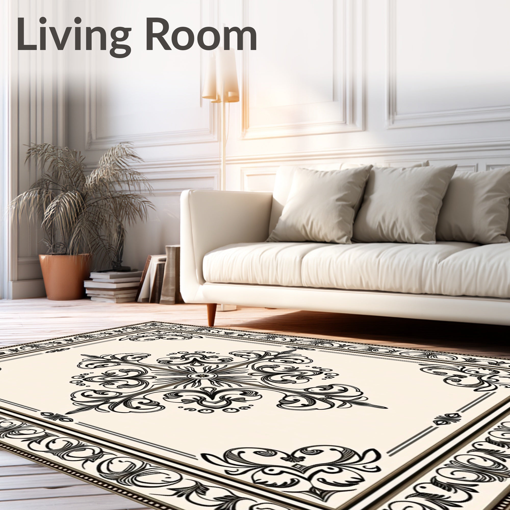 Ornate Floral Inlay Design Rug