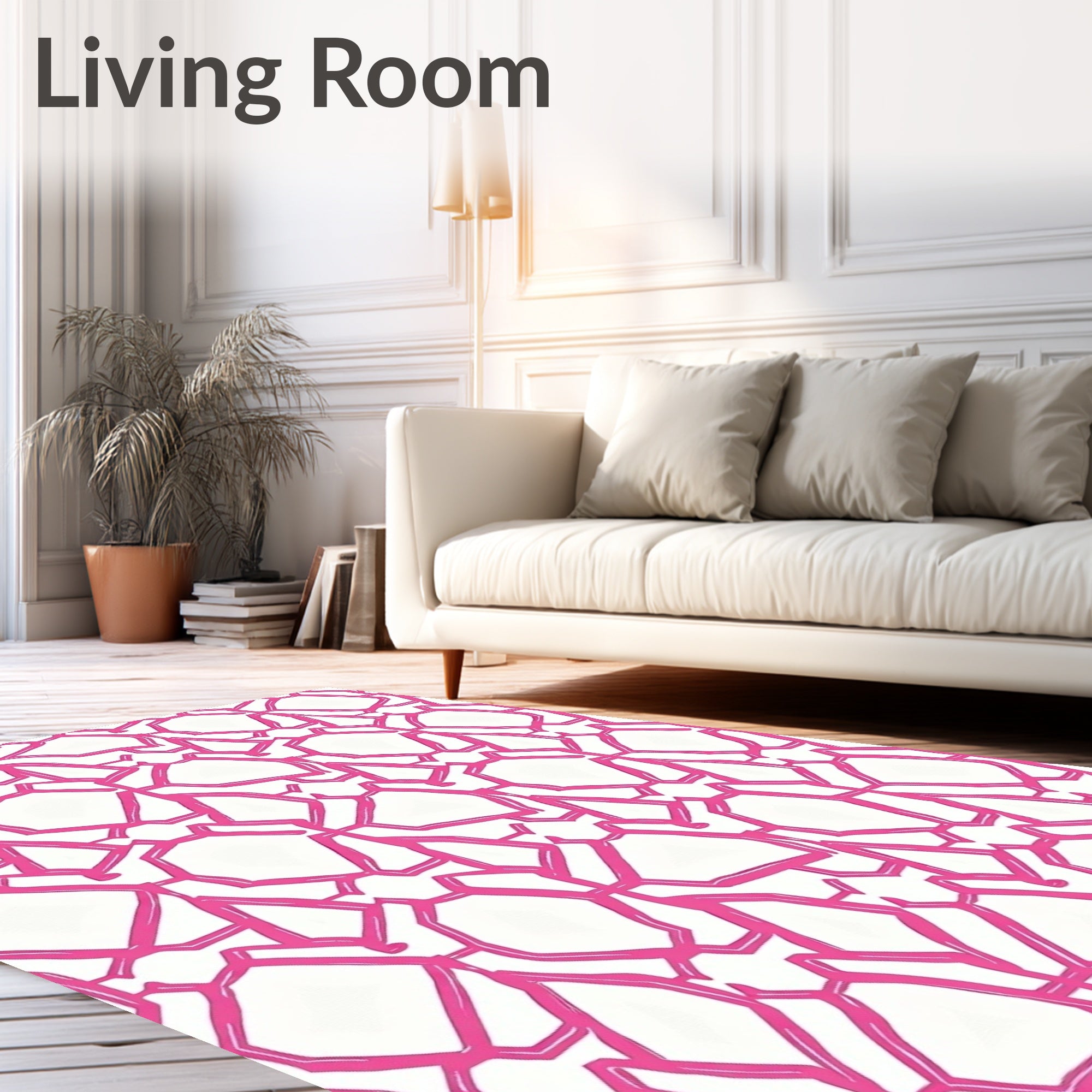 Bold Pink Geo Sketch Rug