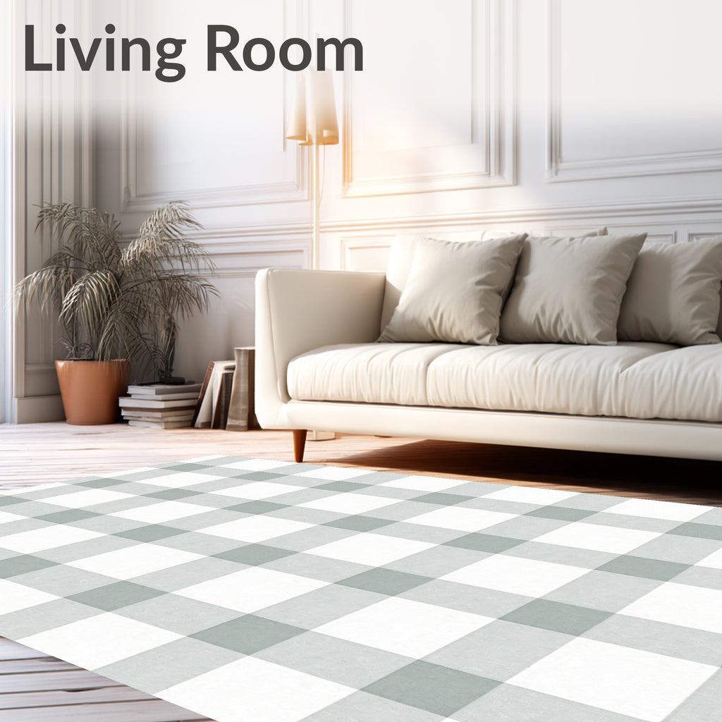 Soft Grey Buffalo Check Pattern Rug
