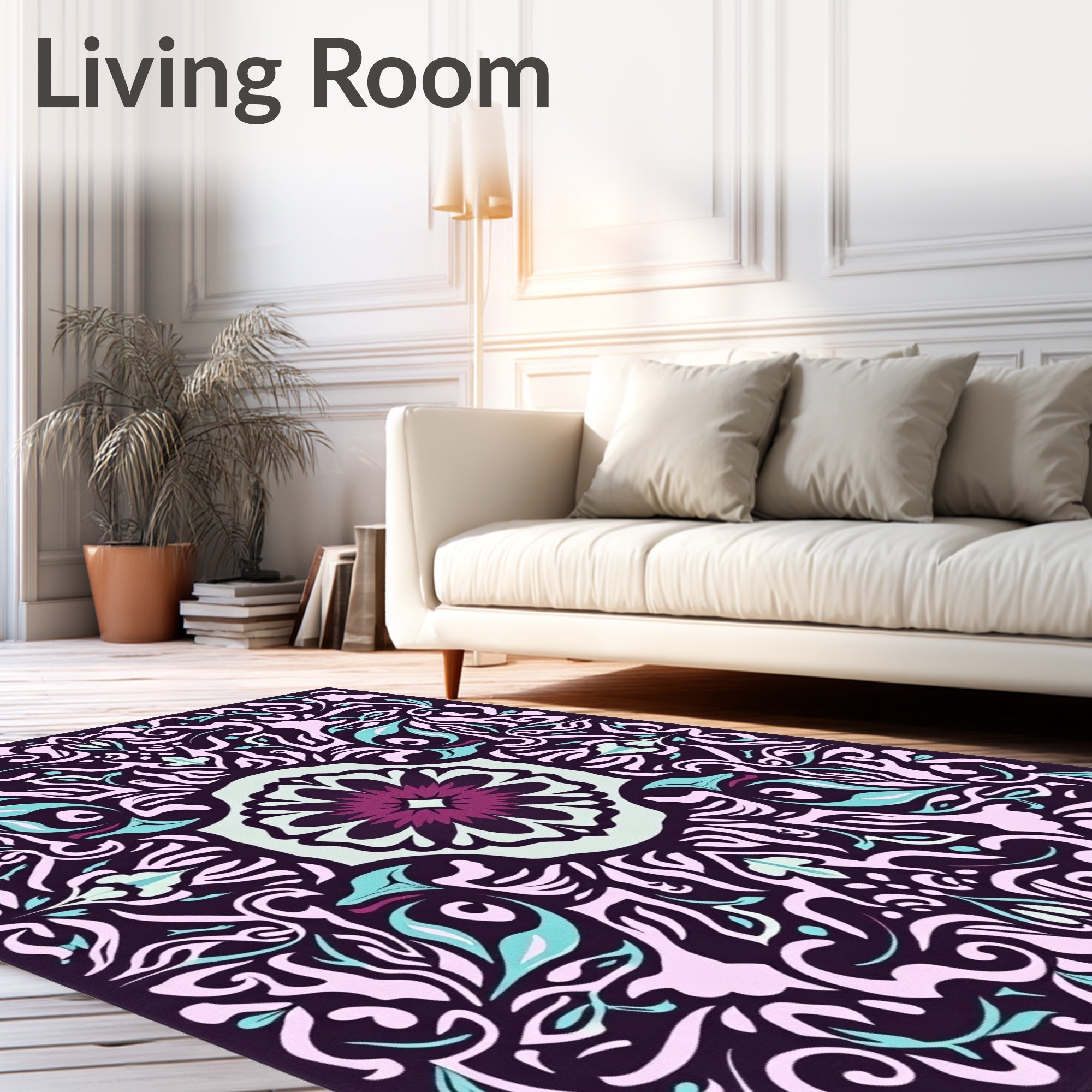 Ornate Floral Swirls Pattern Rug