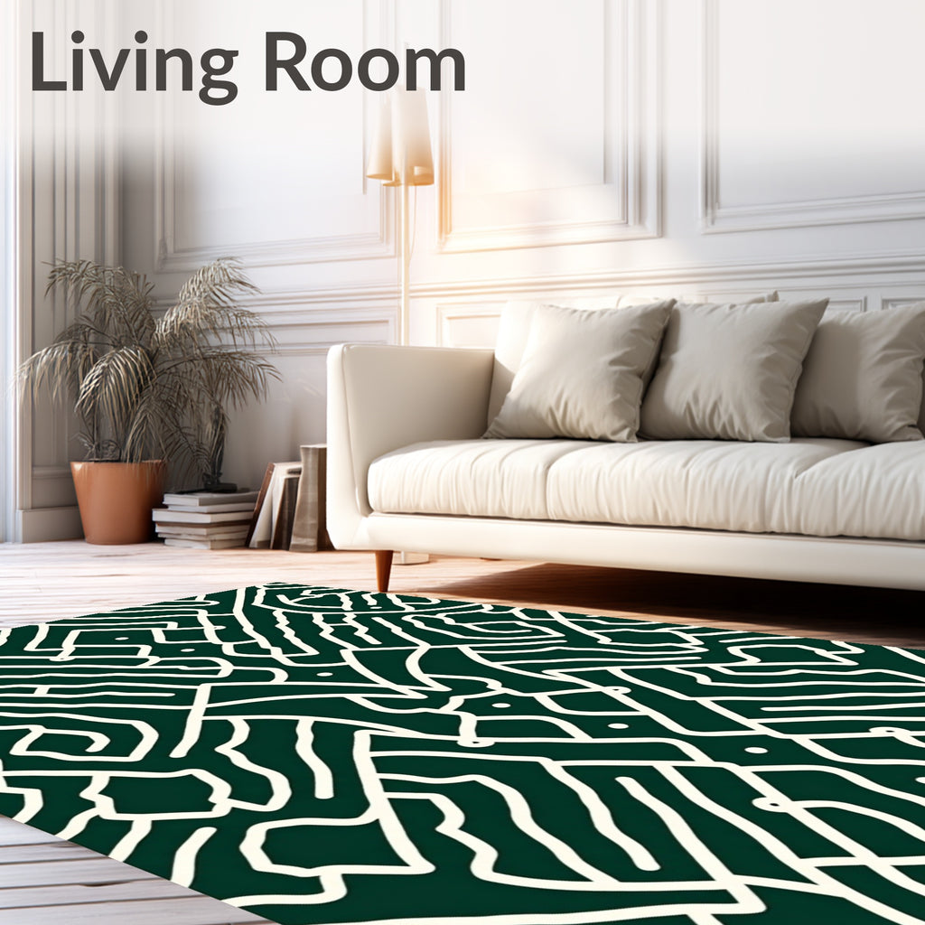 Abstract Maze Patterned Graphic Rug