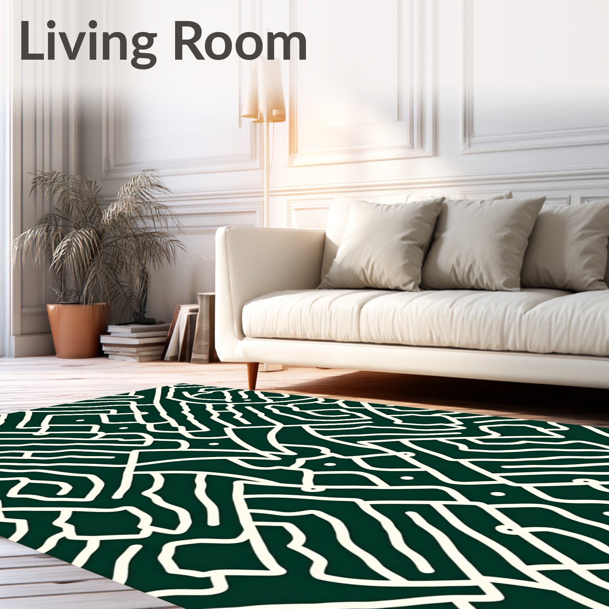 Abstract Maze Patterned Graphic Rug