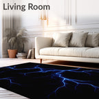 Electric Blue Jagged Lighting Pattern Rug