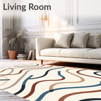 Warm Earthy Abstract Wavy Lines Rug