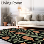Orange Pinecone Fern Foliage Rug