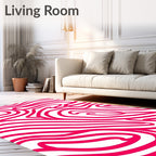 Vibrant Pink Swirl Abstract Line Art Rug