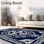Classic Navy Compass Rose Design Rug