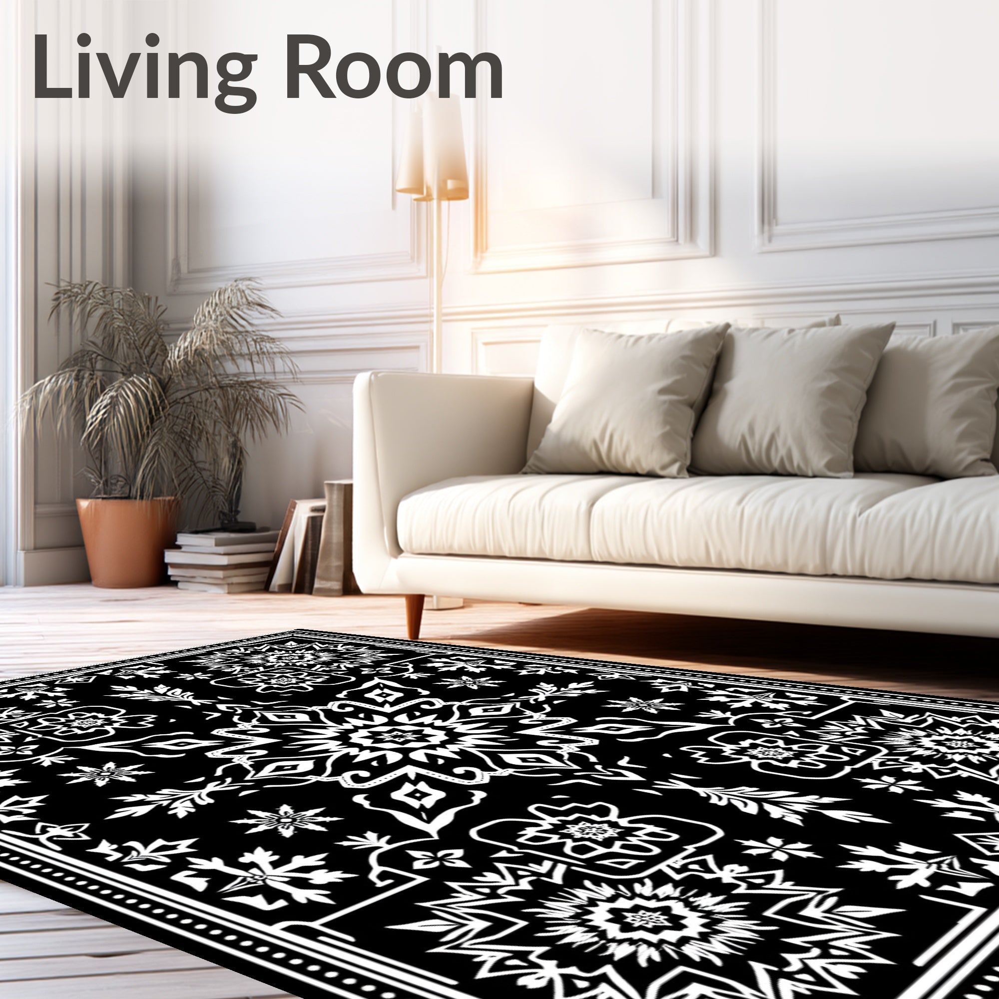 Monochromatic Intricate Star Medallion Rug