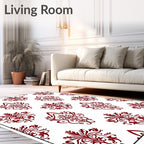 Classic Red Damask Pattern Rug