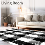 Black and White Checkered Pattern Rug