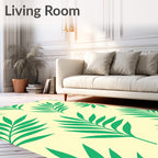 Green Leaf Pattern With Yellow Background Rug