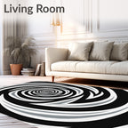 Abstract Black White Swirl Pattern Rug